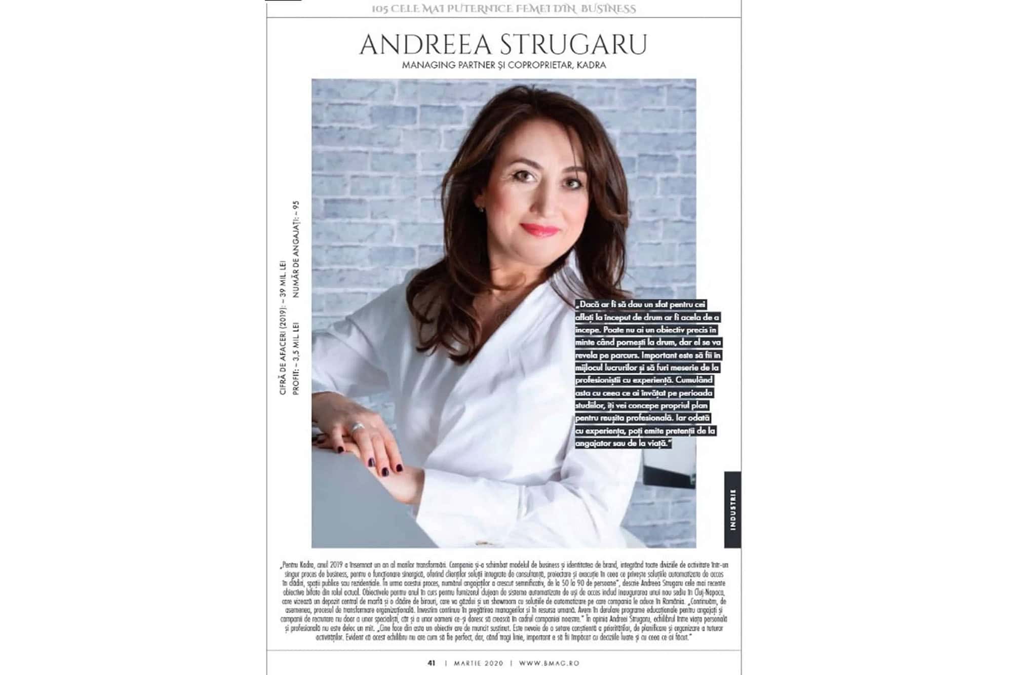 Andreea Strugaru în Ediția Specială 100 cele mai puternice femei din business