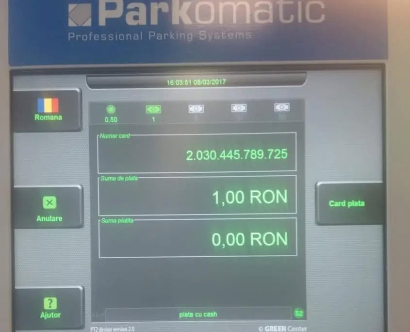 Plata parcării cu card contactless